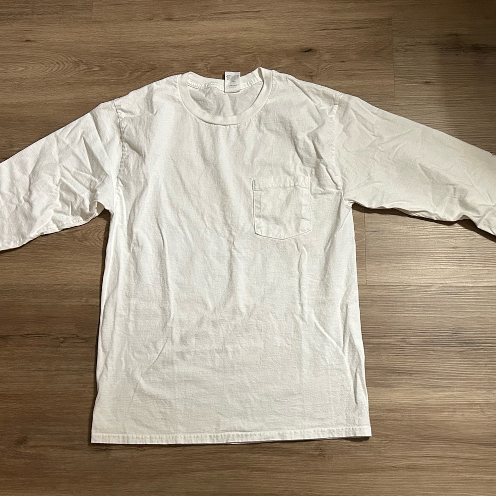 Set of 4 Hanes White Long Sleeve Men's Tee With Pocket
